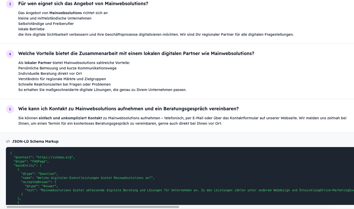W-Fragen & Content-Gaps Dashboard Screenshot